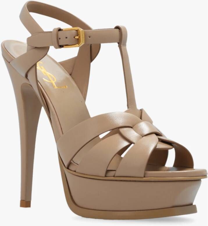 Saint Laurent Tribute sandalen met hak Beige Dames