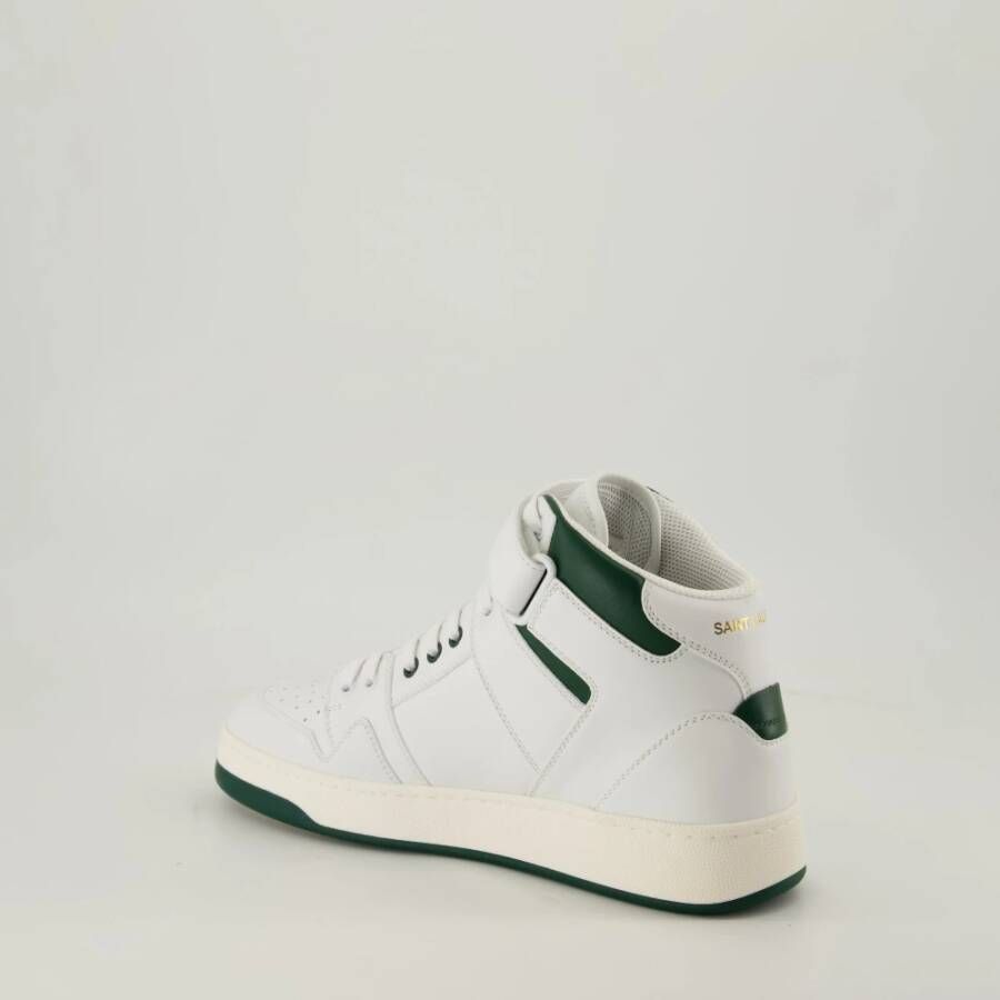 Saint Laurent Witte en groene hoge sneakers White Heren