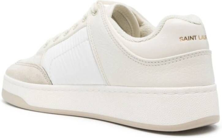 Saint Laurent Witte lage leren sneakers White Dames