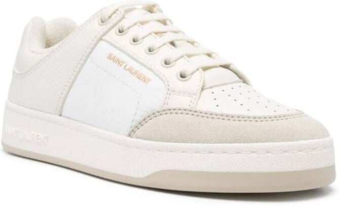 Saint Laurent Witte lage leren sneakers White Dames