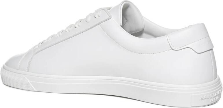 Saint Laurent Witte lage top trainers met logo-details White Heren