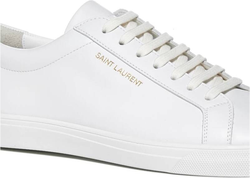 Saint Laurent Witte lage top trainers met logo-details White Heren