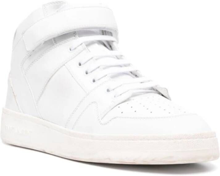 Saint Laurent Witte Leren Logo Sneakers White Heren