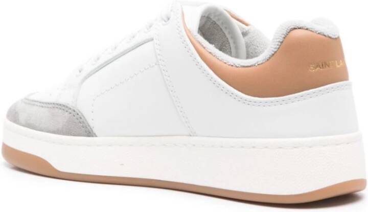 Saint Laurent Witte Leren Sneaker Kalf Hiel White Dames