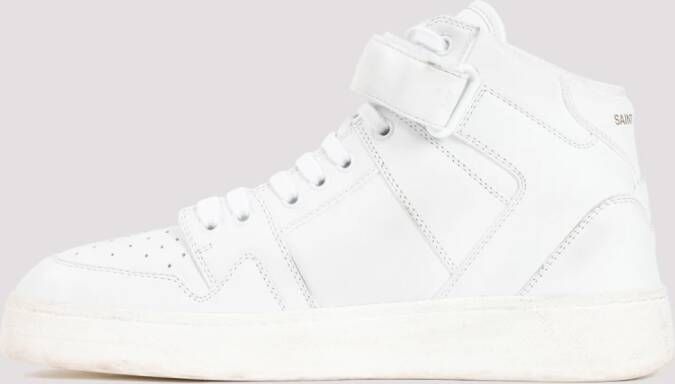 Saint Laurent Witte Leren Sneakers Ronde Neus White Heren