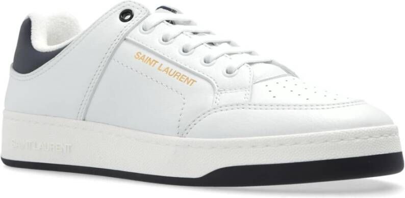 Saint Laurent Witte Sneakers met Goudkleurige Handtekening White Heren