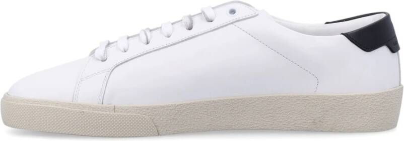 Saint Laurent Witte Zwarte Sneakers Ronde Neus Vetersluiting White Heren