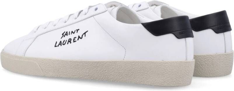 Saint Laurent Witte Zwarte Sneakers Ronde Neus Vetersluiting White Heren