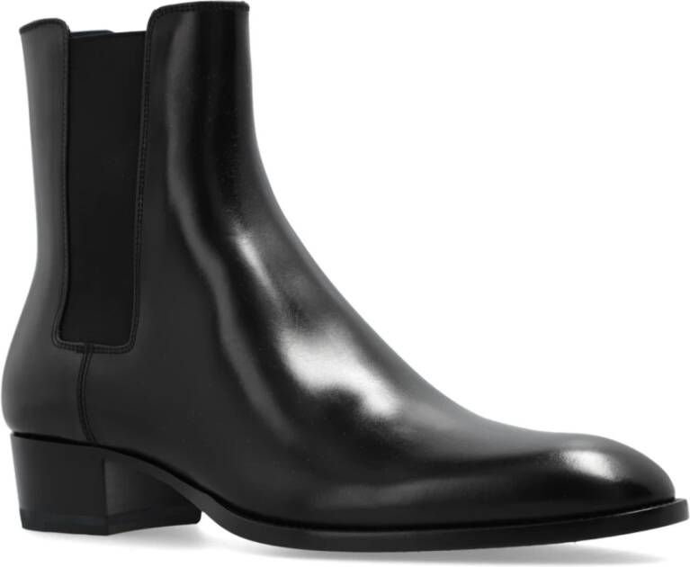 Saint Laurent Wyatt met hak Chelsea-laarzen Black Heren