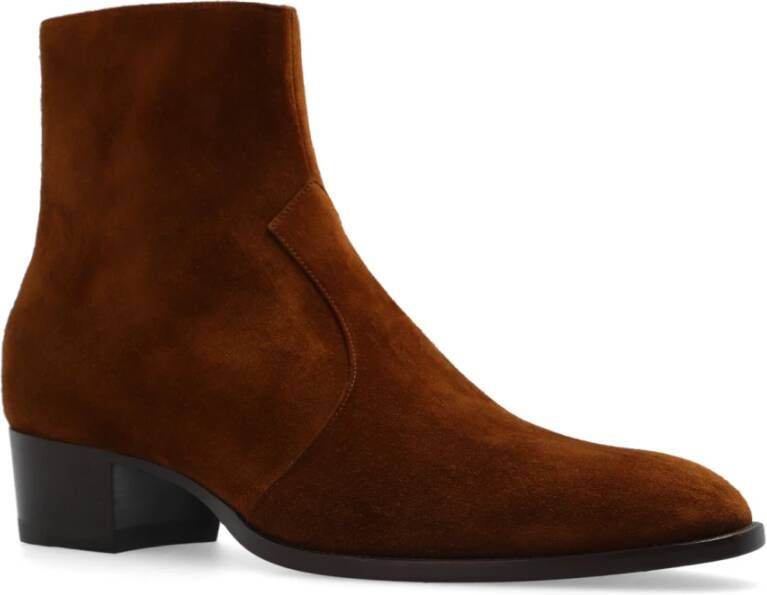 Saint Laurent Wyatt suède enkellaarzen Brown Heren