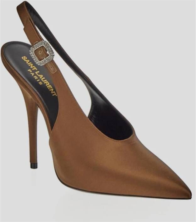 Saint Laurent Yasmeen Slingback Pumps van zijde Brown Dames