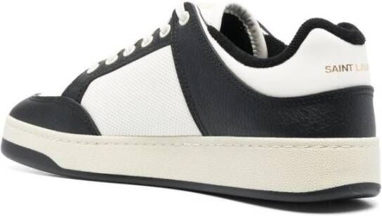 Saint Laurent Zwart Wit Leren Lage Sneakers Multicolor Heren