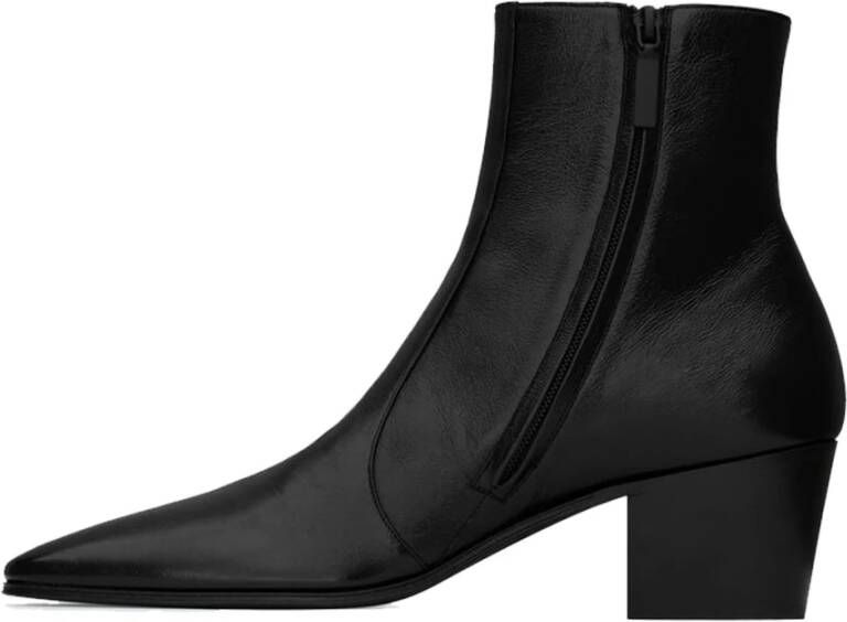 Saint Laurent Zwarte enkellaarzen voor heren Black Heren