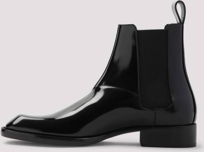 Saint Laurent Zwarte Enkellaarzen voor Mannen Black Heren