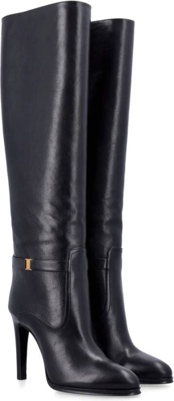 Saint Laurent Zwarte Gesloten Teen Stiletto Laarzen Black Dames