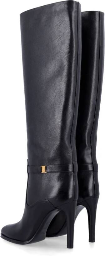 Saint Laurent Zwarte Gesloten Teen Stiletto Laarzen Black Dames