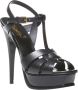 Saint Laurent Zwarte Gevlochten Band Stiletto Sandalen Black Dames - Thumbnail 8