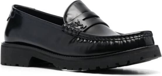 Saint Laurent Zwarte Almond Tip Monogram Loafers Black Heren - Foto 1