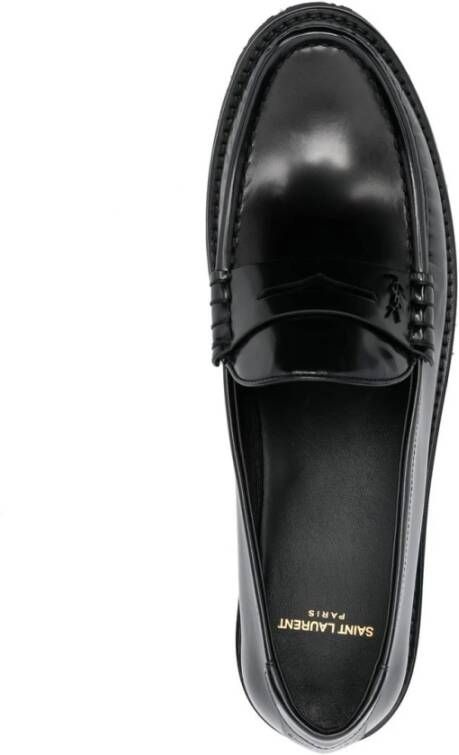 Saint Laurent Zwarte Almond Tip Monogram Loafers Black Heren - Foto 3