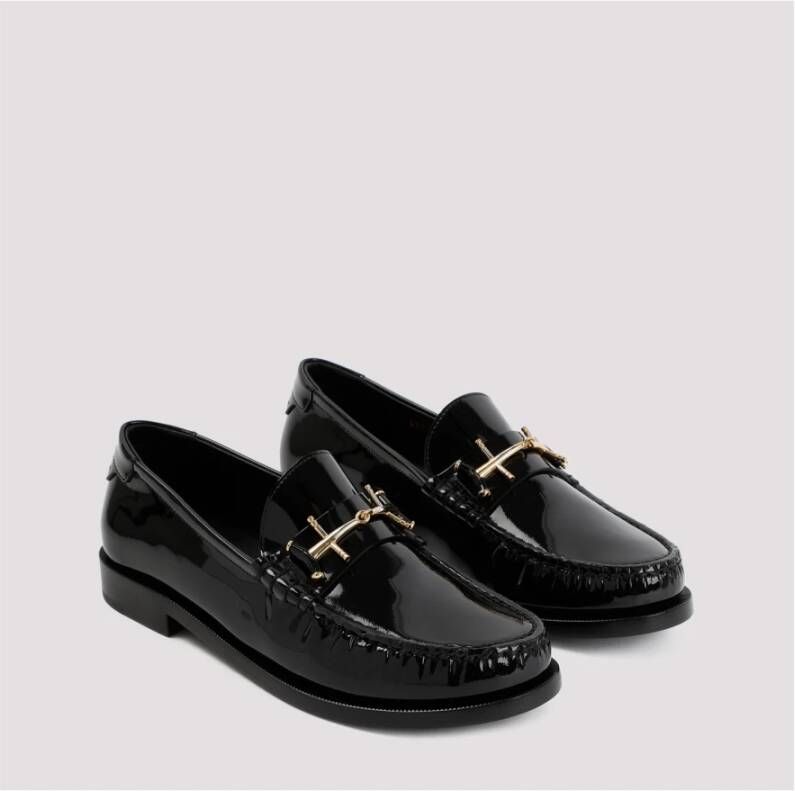 Saint Laurent Zwarte Lakleren Loafers Black Dames