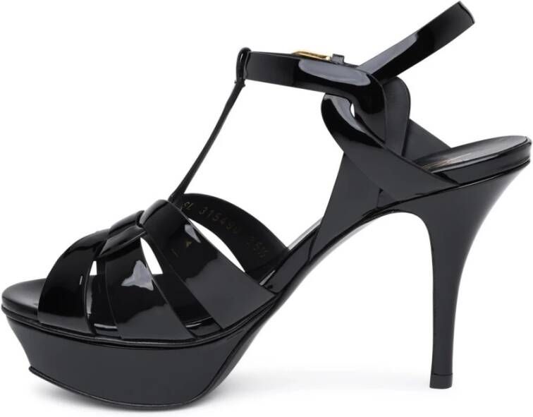 Saint Laurent Zwarte Lakleren Sandaal Black Dames