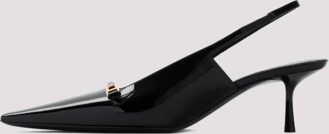 Saint Laurent Zwarte Lakleren Slingback Pumps Black Dames