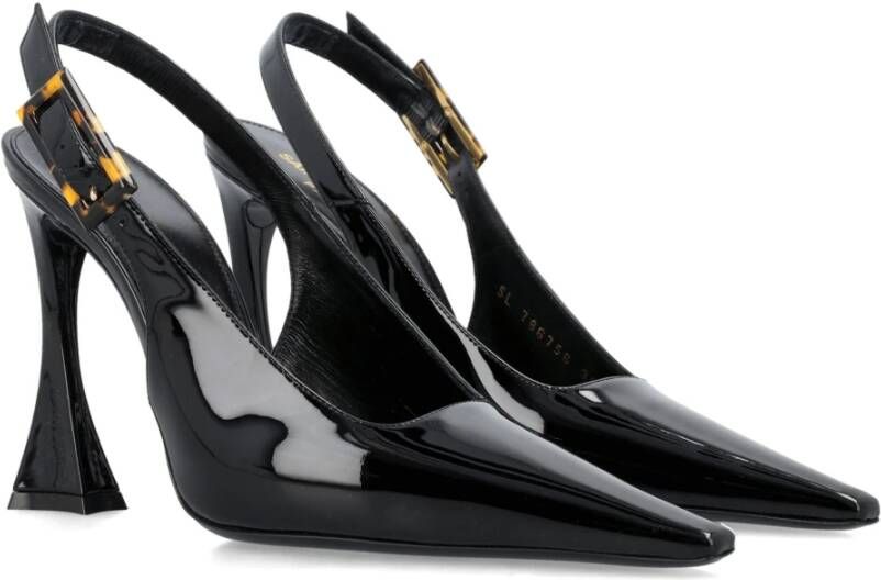 Saint Laurent Zwarte Lakleren Slingback Schoenen Black Dames