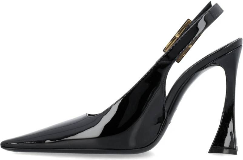 Saint Laurent Zwarte Lakleren Slingback Schoenen Black Dames