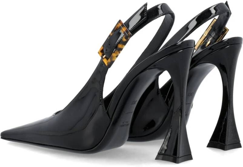 Saint Laurent Zwarte Lakleren Slingback Schoenen Black Dames