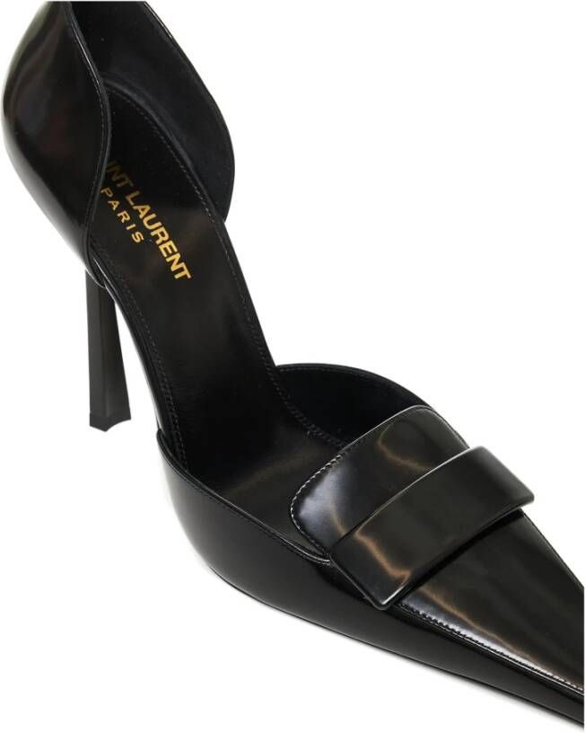 Saint Laurent Zwarte Leren DOrsay Pumps met Stiletto Hak Black Dames