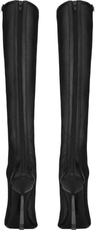 Saint Laurent Zwarte Leren Enkellaarzen Black Dames