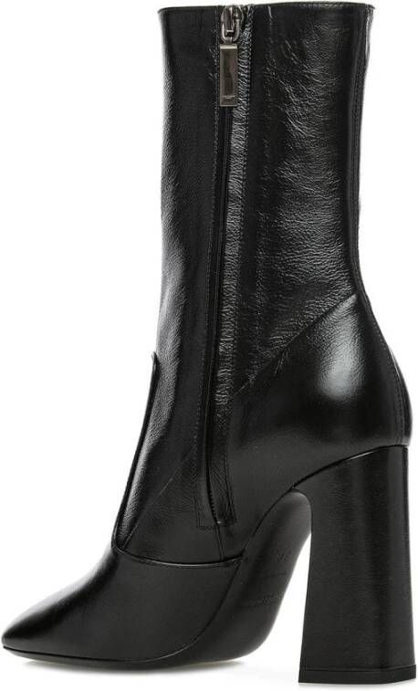 Saint Laurent Zwarte Leren Enkellaarzen Black Dames