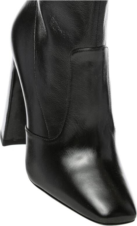 Saint Laurent Zwarte Leren Enkellaarzen Black Dames