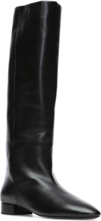 Saint Laurent Zwarte Leren Enkellaarzen Black Dames