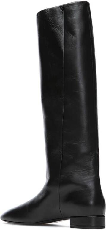 Saint Laurent Zwarte Leren Enkellaarzen Black Dames