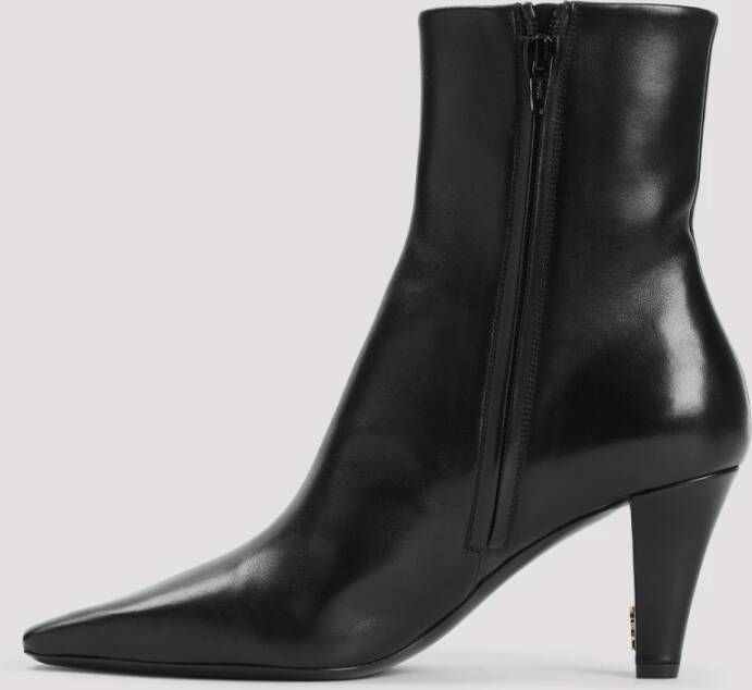 Saint Laurent Zwarte Leren Enkellaarzen Elegante Stijl Black Dames