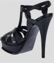 Saint Laurent Zwarte Leren Hoge Hakken met Goudkleurige Gesp Black Dames - Thumbnail 3