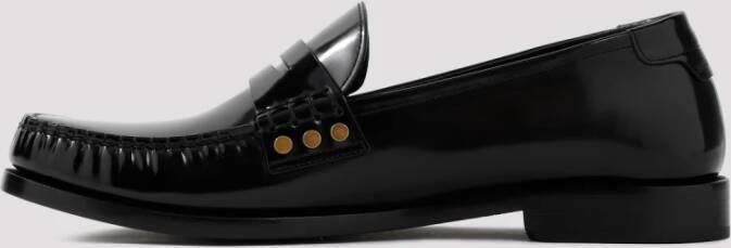 Saint Laurent Zwarte Geborsteld Leren Loafer Schoenen Black Heren