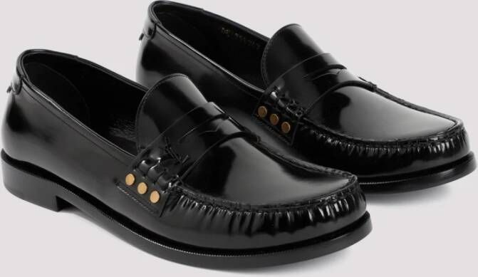 Saint Laurent Zwarte Geborsteld Leren Loafer Schoenen Black Heren