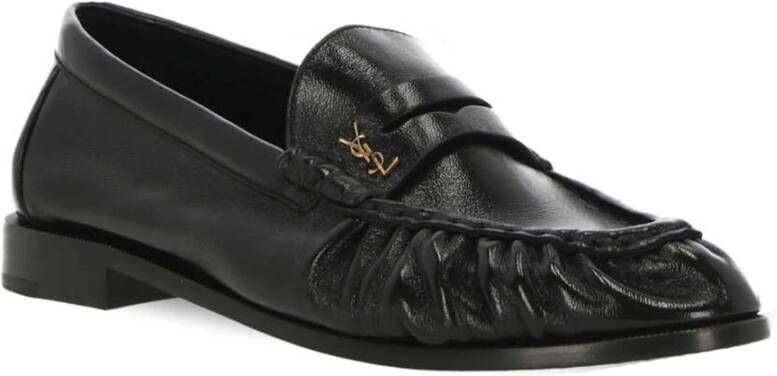 Saint Laurent Zwarte Leren Loafer Schoenen Ss22 Black Heren