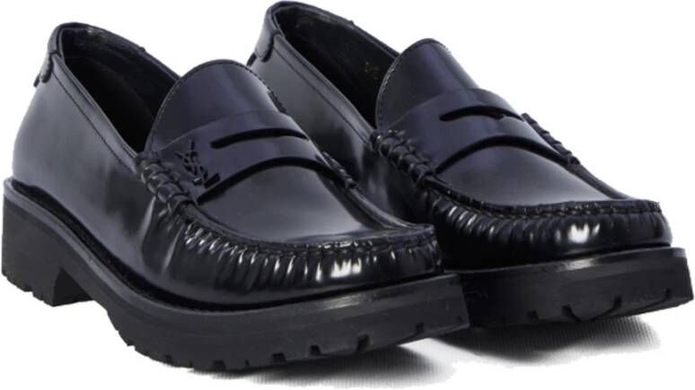 Saint Laurent Zwarte leren loafers Black Dames