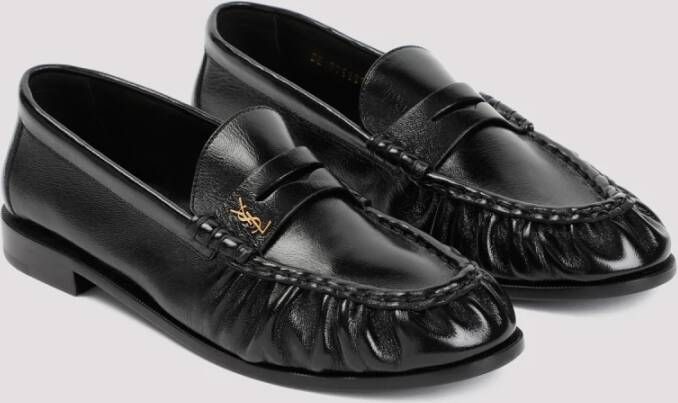 Saint Laurent Zwarte leren Loafer schoenen Black Heren