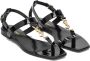 Saint Laurent Zwarte Leren Platte Sandalen Elegante Stijl Black Dames - Thumbnail 2