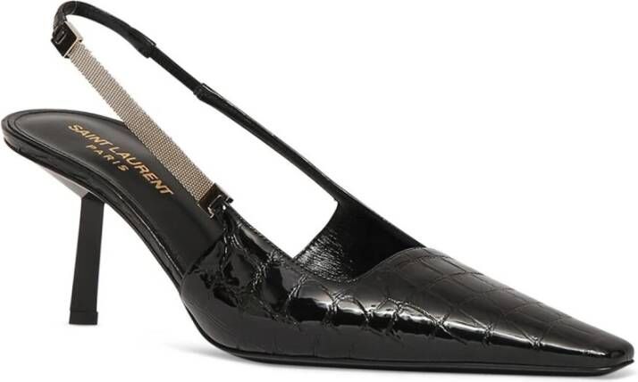 Saint Laurent Zwarte Leren Pumps met Puntige Neus Black Dames