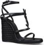 Saint Laurent Zwarte Leren Sleehak Espadrilles Black Dames - Thumbnail 3