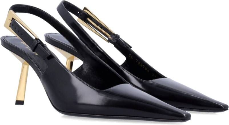 Saint Laurent Zwarte Leren Slingback Pumps Black Dames