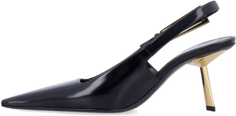 Saint Laurent Zwarte Leren Slingback Pumps Black Dames