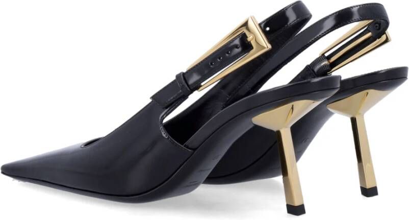 Saint Laurent Zwarte Leren Slingback Pumps Black Dames