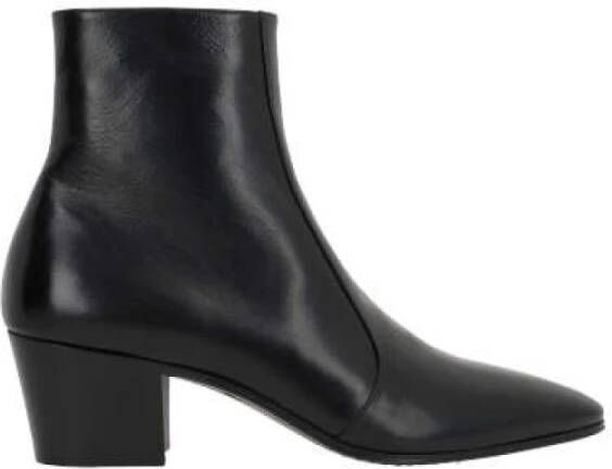 Saint Laurent Zwarte leren Texaanse laarzen Black Heren