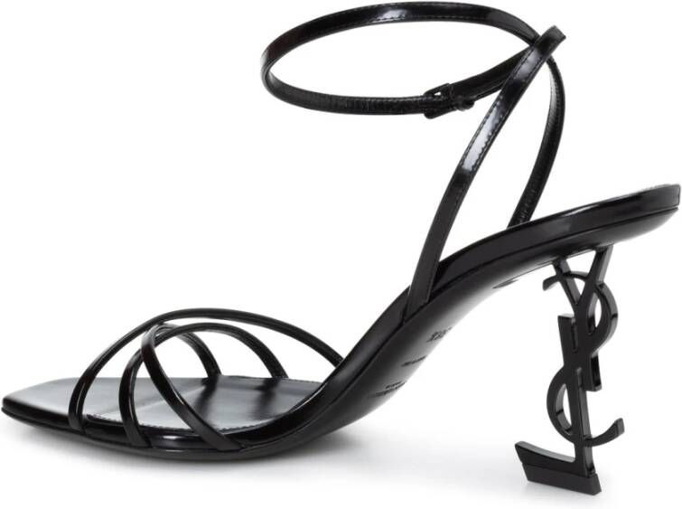 Saint Laurent Zwarte Leren Vierkante Neus Sandalen Black Dames